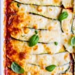 zucchini noodle lasagna with basil