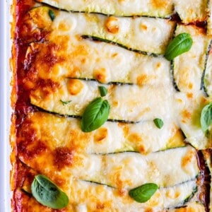 zucchini noodle lasagna with basil