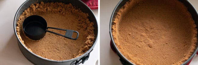 graham cracker crust pressed into a springform pan.
