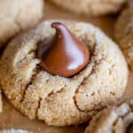 best peanut butter blossom with hershey's kiss on parchement paper