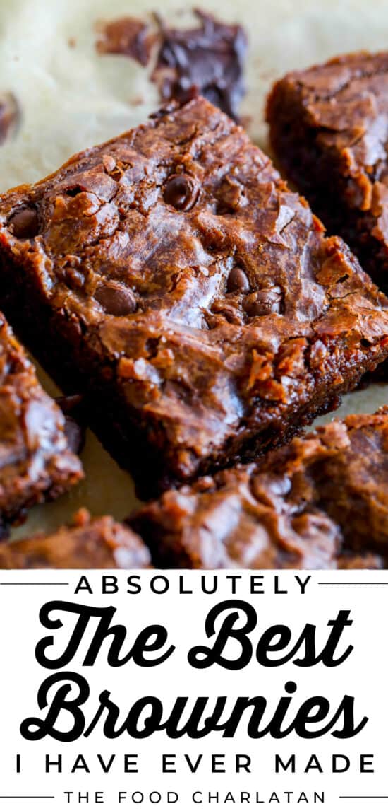 browned butter brownies on a tray with chocolate