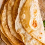 Indian flatbread stacked and folded over