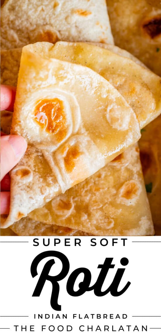 hand folding indian roti bread