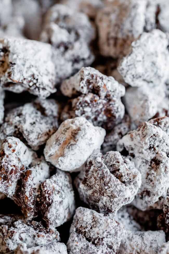 close up photo of stuck together puppy chow.
