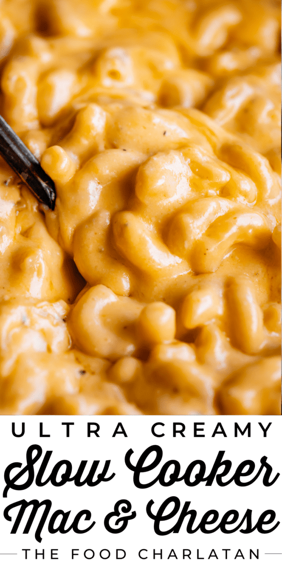 close up of creamy mac and cheese with spoon.