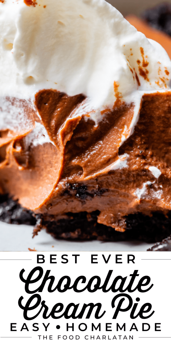 close up of oreo chocolate cream pie.
