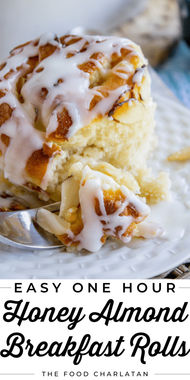 honey almond roll with glaze.