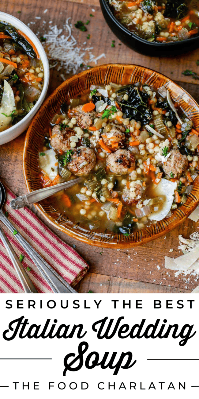 Italian wedding soup in a bowl.