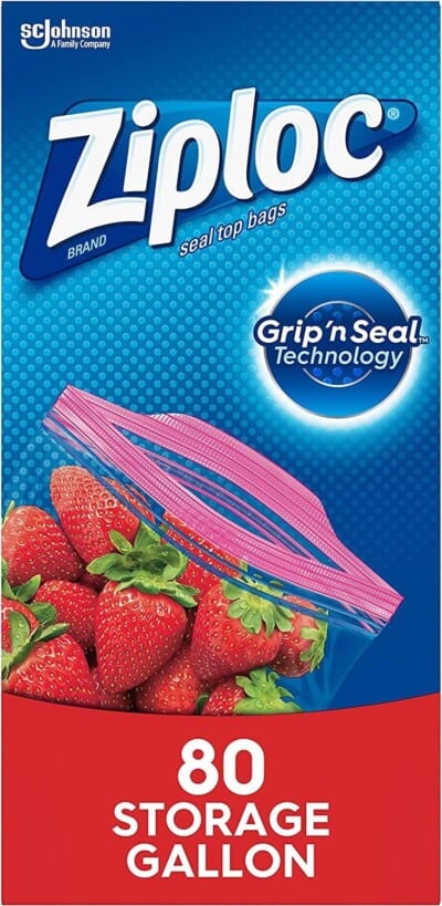 Box of 1 gallon ziploc bags.