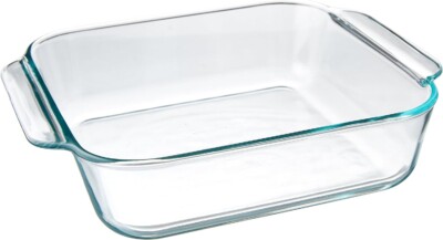 square glass baking dish.