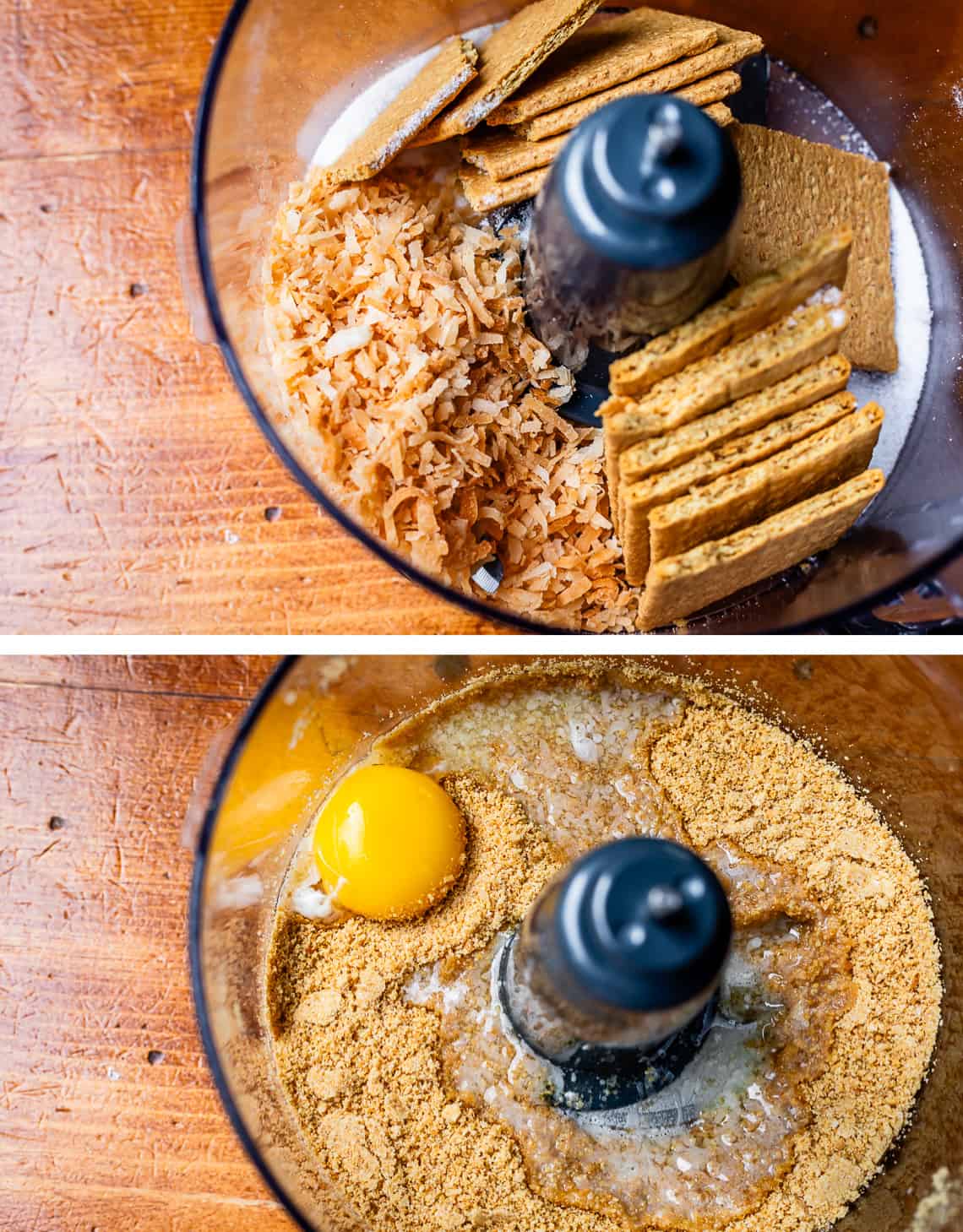 top crust ingredients in a food processor, bottom all blitzed and an egg yolk added in as a binder.