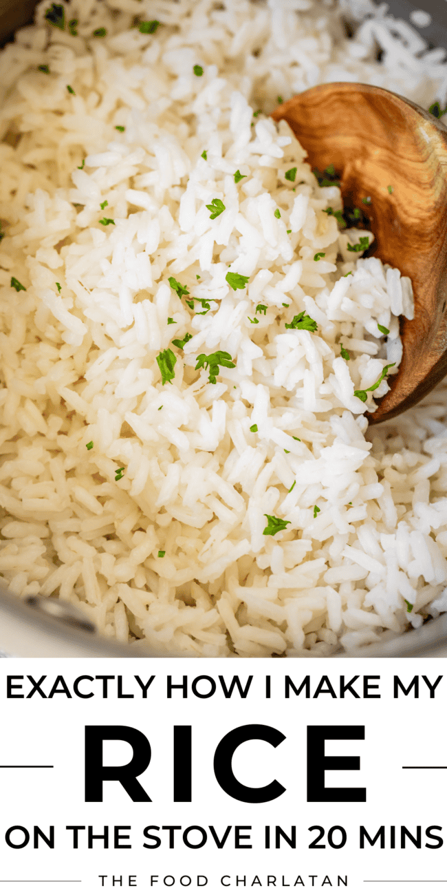 Pin of how to make rice on the stove in 20 minutes.
