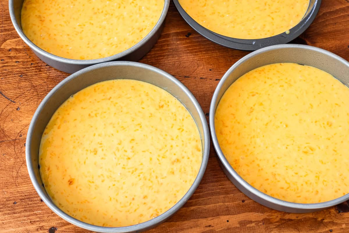 pig pickin cake batter divided evenly into 4 metal 8-inch round baking pans.