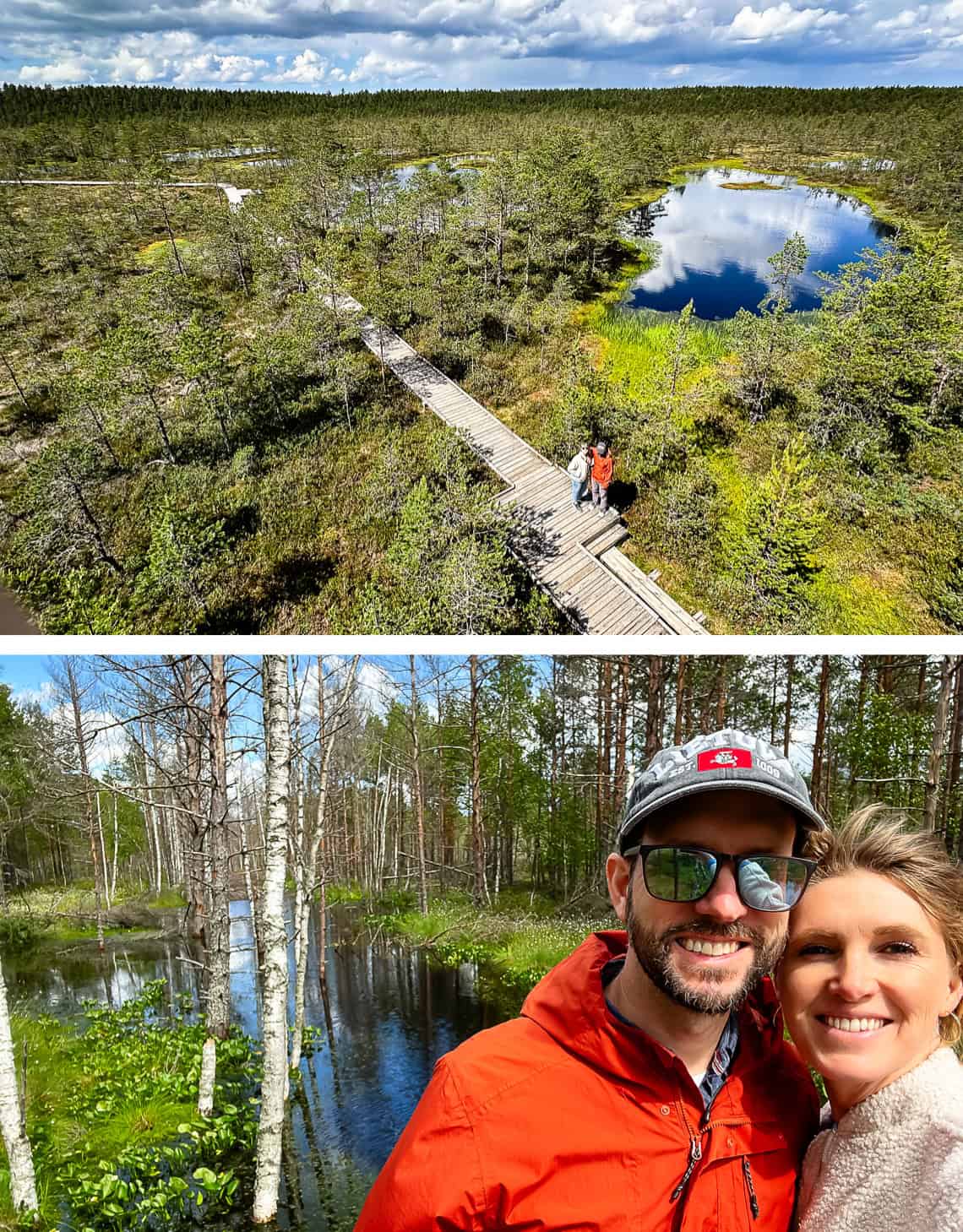 hiking through a bog.