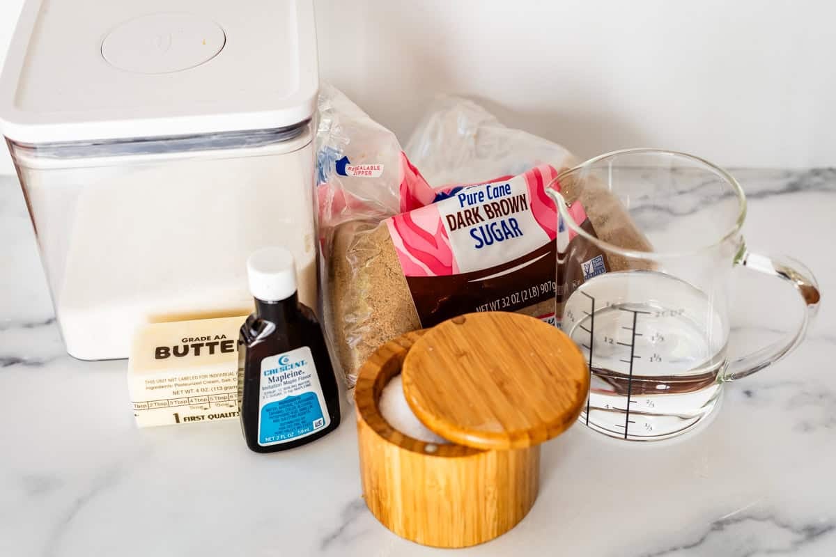 ingredients for making homemade pancake syrup.