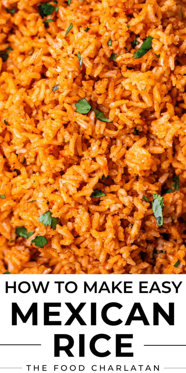 pinterest image of arroz rojo with text "how to make easy Mexican rice".